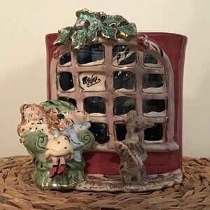 BLUE SKY Clayworks Heather Goldminc “Christmas” Tealight  7"x6.5" - 2000 Retired